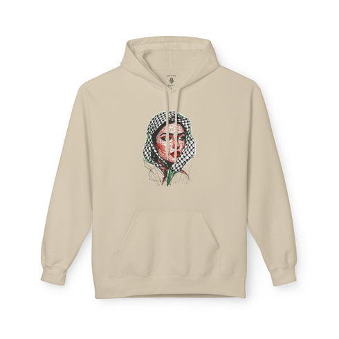 Palestine Woman Art Hoodie Unisex - Keffiyeh Scarf Dual-Sided Graphic Pullover